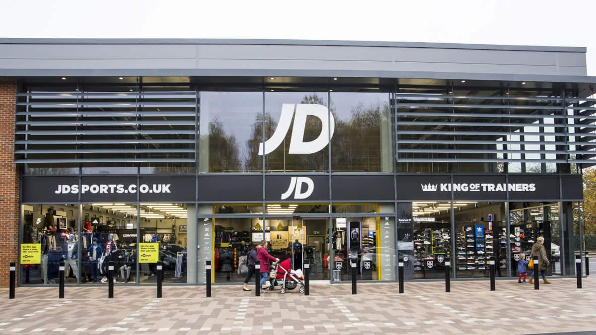 Curtain walling façade for a JD Sports store