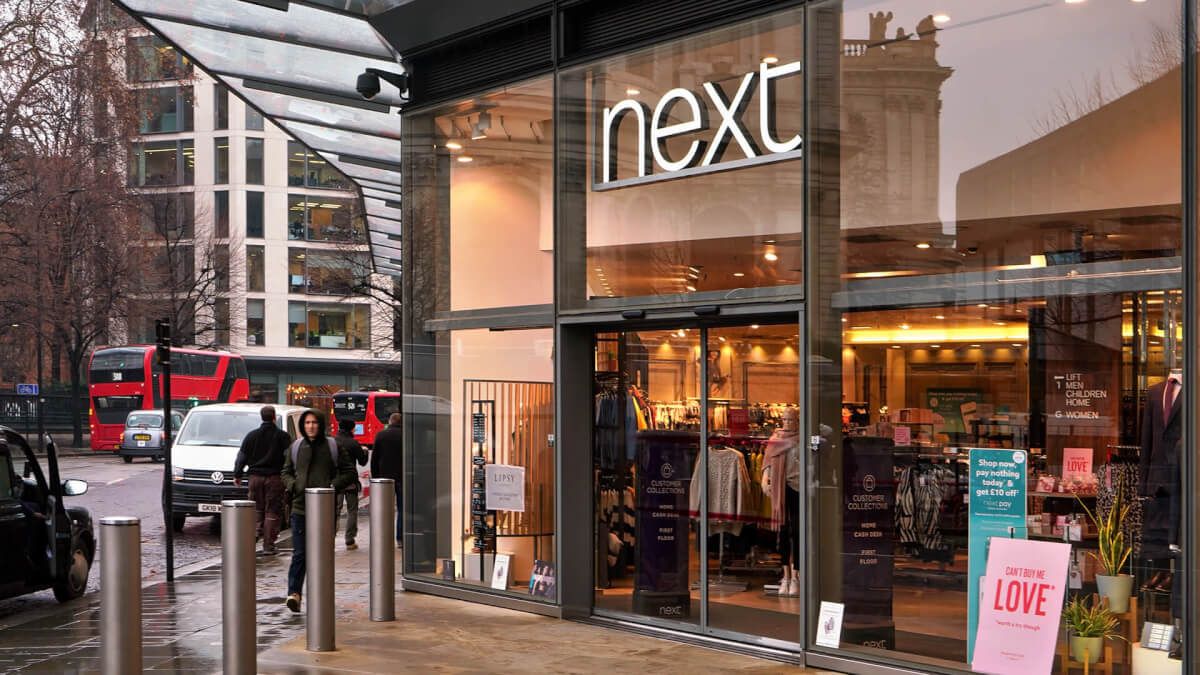 Curtain walling glazed façade for a Next store