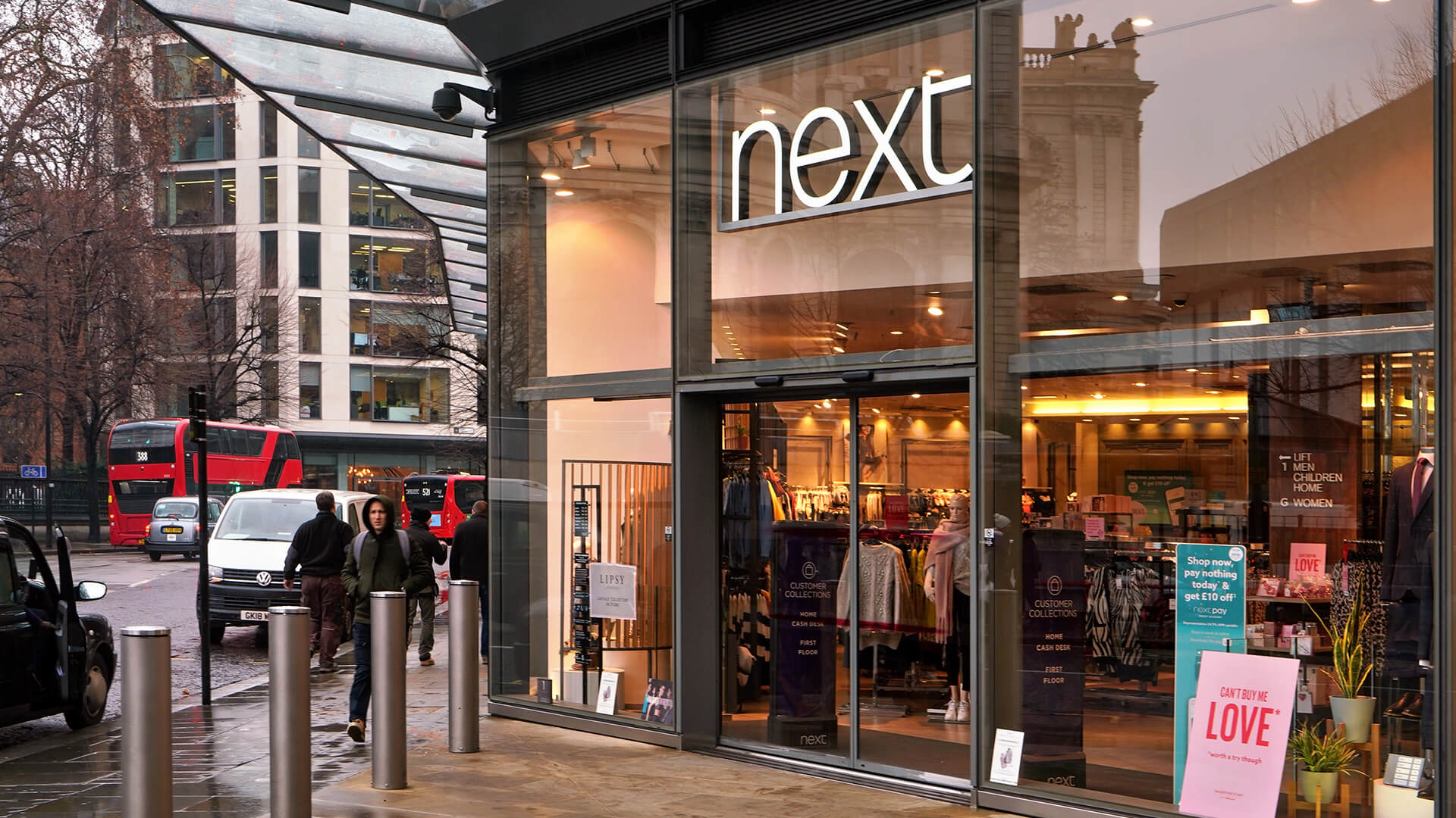 Curtain walling glazed façade for a Next store